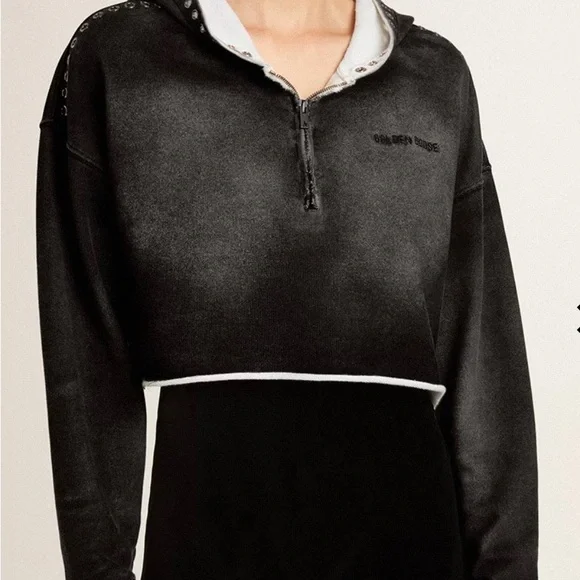 Golden Goose Gray cropped sweatshirt with a lived-in effect